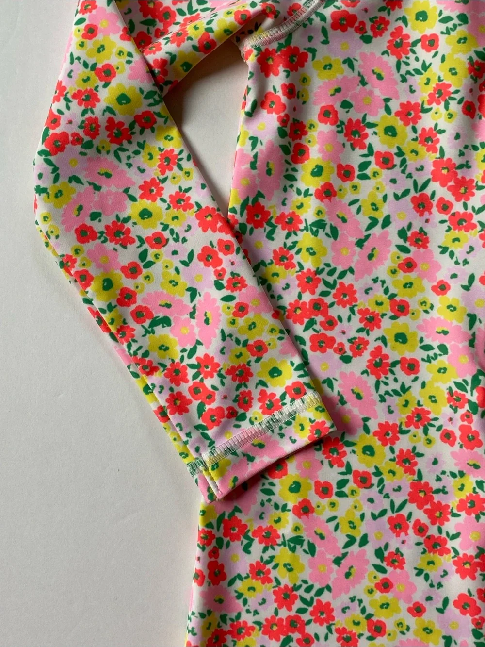 Rashguard Swimsuit 3T Old Navy One Piece Floral Long Sleeve Girls EUC Orange EUC